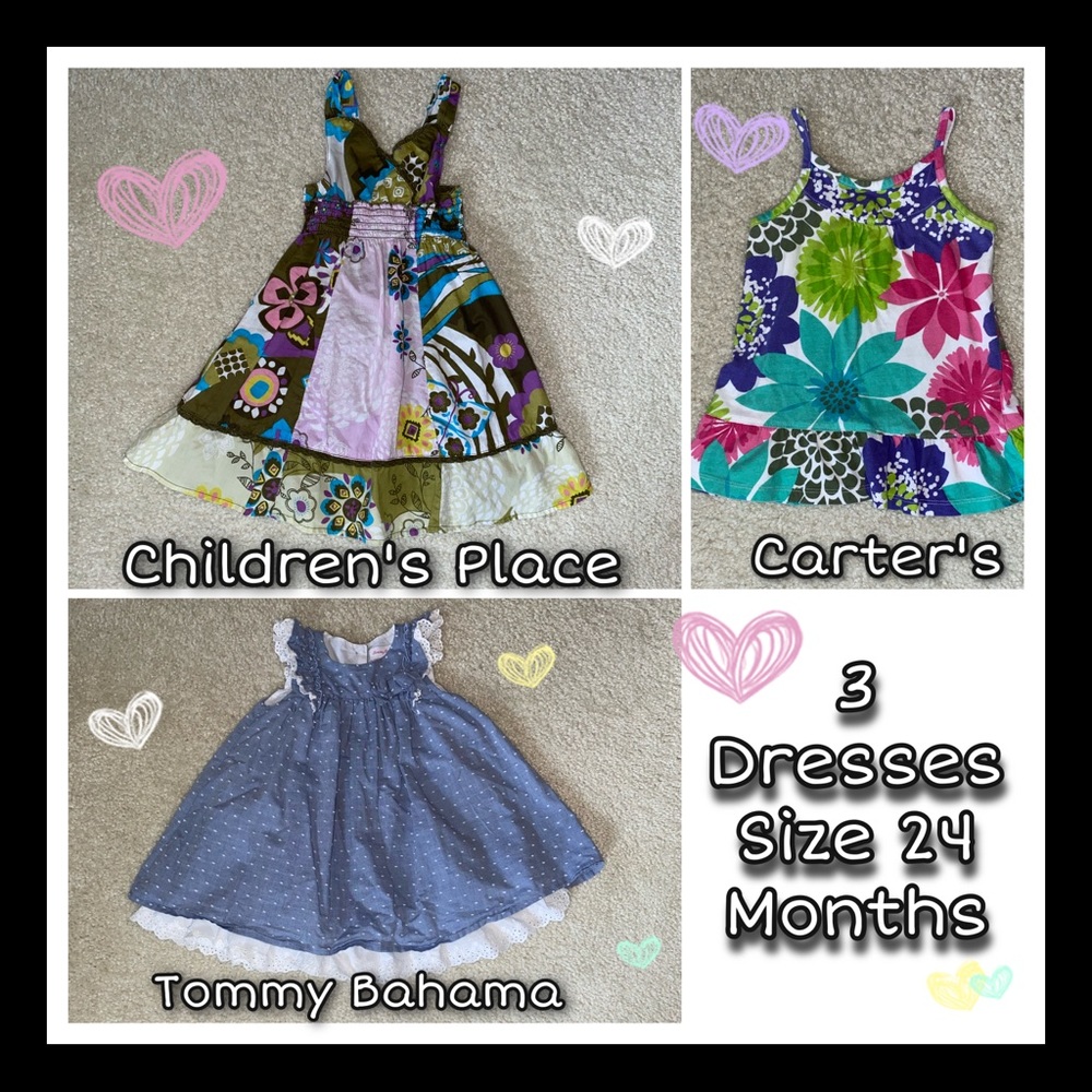 3 Toddler Girls Dresses Size 24 Months